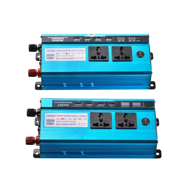 Konverter 24v 220v 3kw 3000w crest SCREEN lcd 4 USB 230v 240v 3000 watt 24 volt