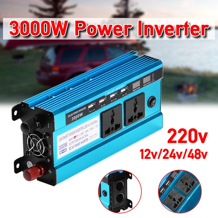 Convertisseur 24v 220v 3kw 3000w crete ECRAN lcd 4 USB 230v 240v 3000 watt 24 volt