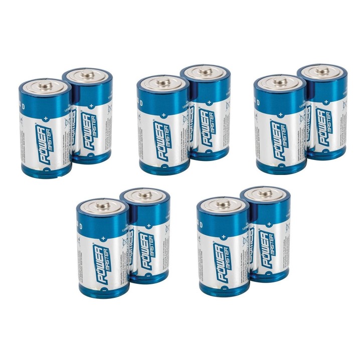 Lotto di 10 pile alcaline 1.5v r20 alimentazione pila batterie D, AM1, LR20, 13A, E95, MN1300, 813, 4020