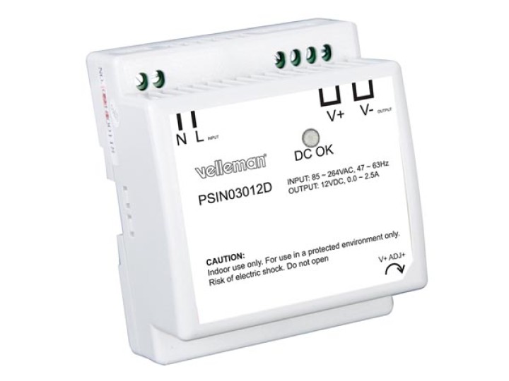 Fuente de alimentación conmutada - 30w - 12vdc - din velleman - 1