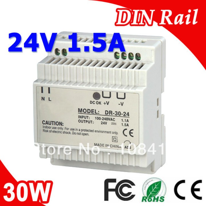 Fuente de alimentación conmutada - 30w - 24vdc - din velleman - 1