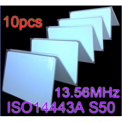 10 x RFID-Karte 13.56Mhz ISO14443A MF S50 Re-beschreibbare Proximity Smart Card NFC-Karte 0.8mm Dünn für Access Control Syste