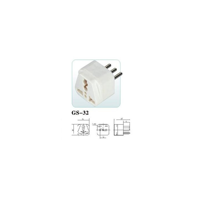Electric plug adapter italy europe 10a 250v to travel jr international - 3