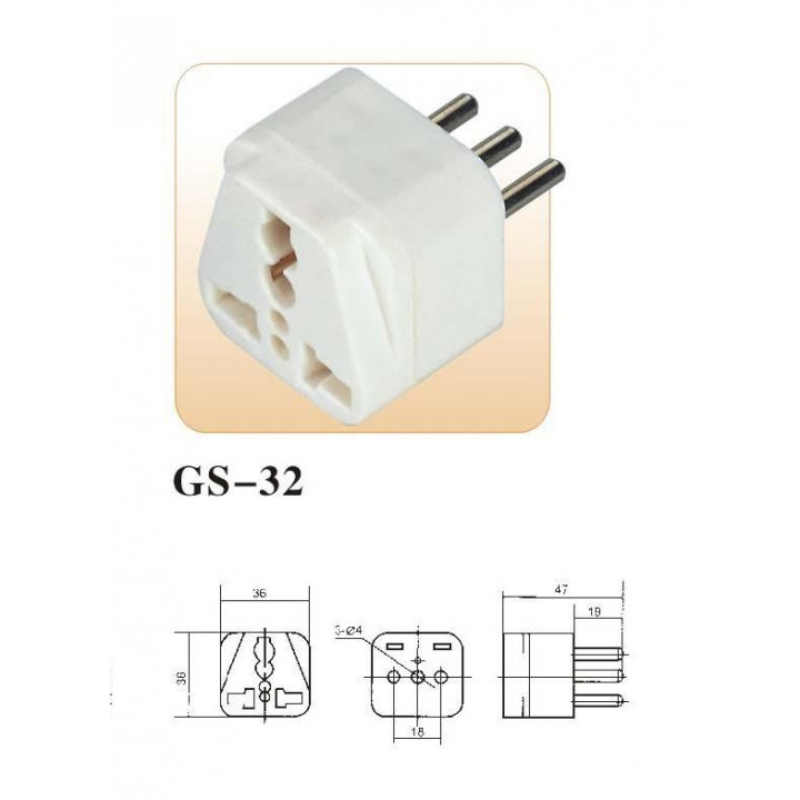 Electric plug adapter italy europe 10a 250v to travel jr international - 4
