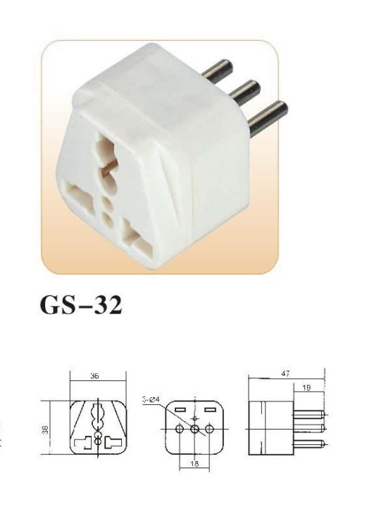 Adaptador de enchufe eléctrico europa italia 10a 250v para viajar jr international - 4
