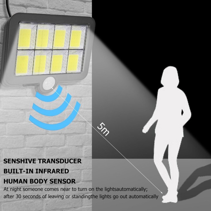 100 COB led lámpara solar al aire libre con detector de movimiento luz interior