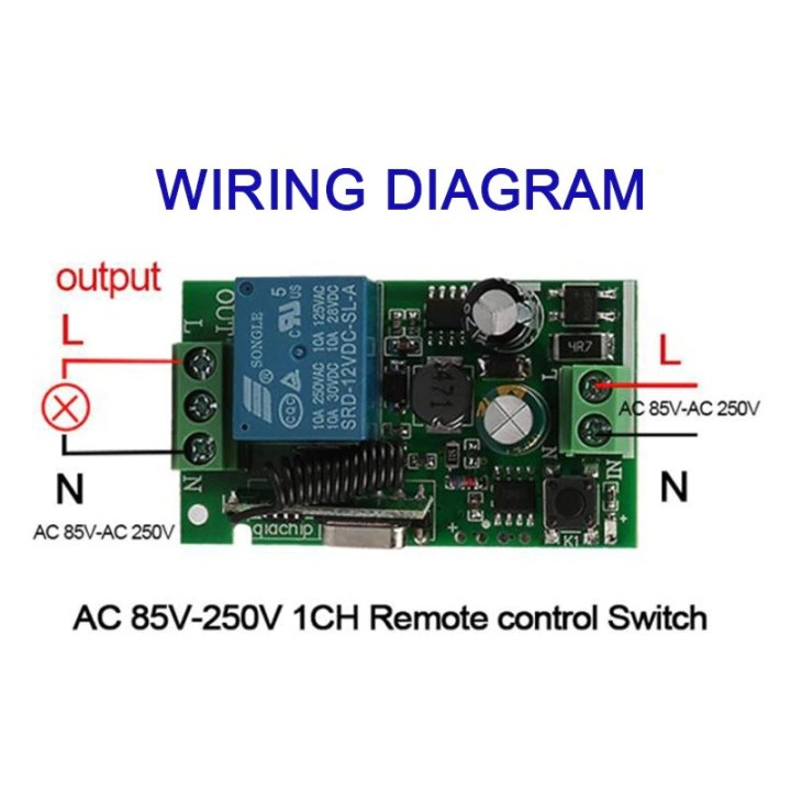 Modulo ricevitore relè ac interruttore 220v 433mhz 1ch con telecomando wireless rf433mhz