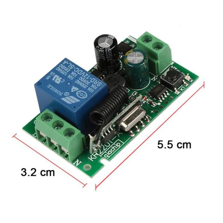 Modulo ricevitore relè ac interruttore 220v 433mhz 1ch con telecomando wireless rf433mhz