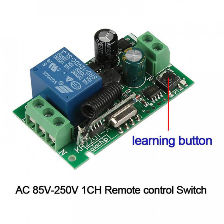 Módulo receptor de relé Ac interruptor 220v 433mhz 1ch con mando a distancia inalámbrico rf433mhz