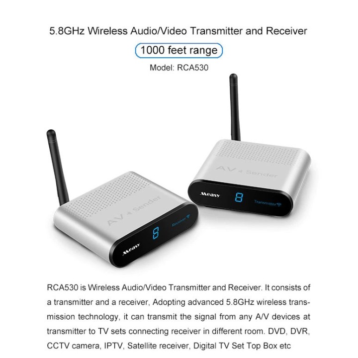 Audio Video Wireless 5,8 GHz Empfänger und Sender 8 Kanäle 400 m/1330 FT 1 TX bis 2 RX