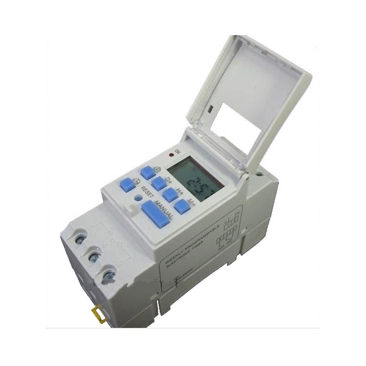 Orologio elettrico digitale thc15a 12vcc 2200w 7 giorni per guida din jr international - 9