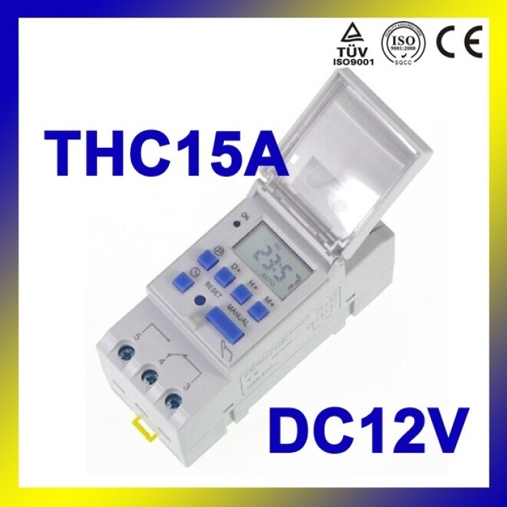 Orologio elettrico digitale thc15a 12vcc 2200w 7 giorni per guida din jr international - 8