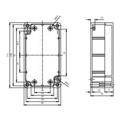 Sealed polycarbonate box light grey 115 x 65 x 40mm