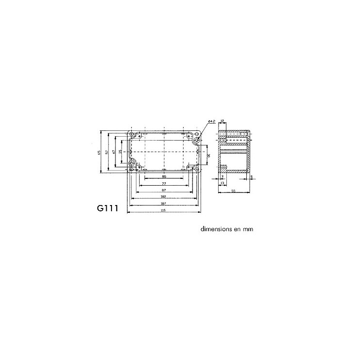 Abgedichtetes gespritztes gehause aluminium 115 x 65 x 55mm