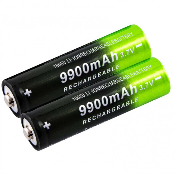 2 X 18650 Batteries Black 18650 Rechargeable Li ion 3.7v 6000mah Battery  For Torch Headlamp