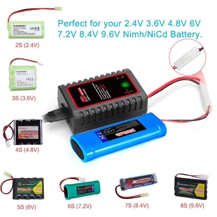N8 Nimh Nicd Battery Charger 110-240V 2A 20W AC 2s-8s 2.4v 3.6v 4.8v 6v 7.2v 8.4v 9.6v Tamiya