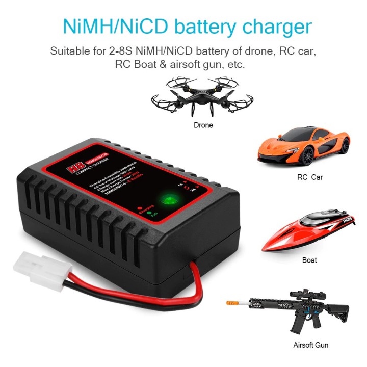 Chargeur batterie N8 Nimh Nicd 110-240V 2A 20W AC 2s-8s 2.4v 3.6v 4.8v 6v 7.2v 8.4v 9.6v Tamiya