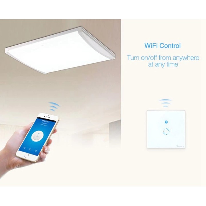 Interrupteur tactile 2A sonoff 8.6/ 8.6 90-250v ac sans fil EU Wifi 802.11 bgn Glass Panel Touch LED