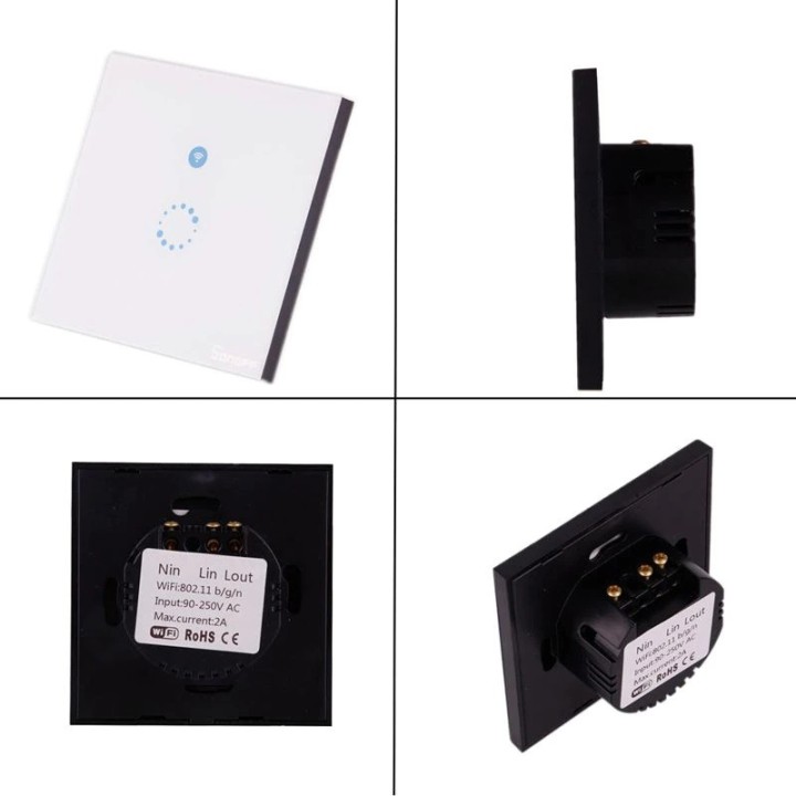 Interrupteur tactile 2A sonoff 8.6/ 8.6 90-250v ac sans fil EU Wifi 802.11 bgn Glass Panel Touch LED