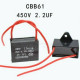 Capacitor cbb61 2.2uf 450v 2.2mf 2.2 mf uf micro farad 50/60hz condo motor start