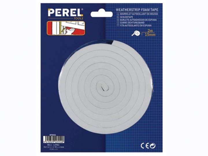 Weatherstrip foam tape 15mm x 2m white  air dust and moisture proof jr  international - 1