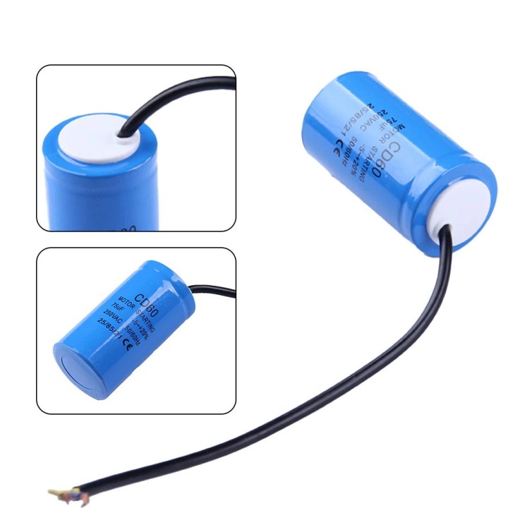 Condensador 75mf 75 mf micro farad 250v condo motor start condo cable CD60 75UF 50/60HZ