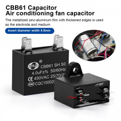 CBB61 Condensador Metalizado para Motor Arranque Ventilador de Techo 500VAC 4uF 4mf