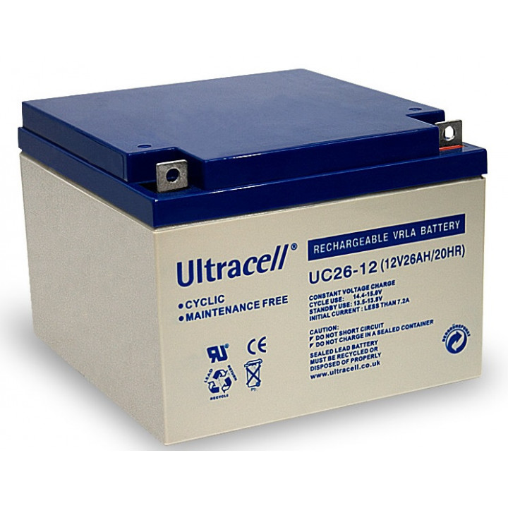 Bateria accumuladora gel recargable 12v 26ah baterias plomo acumulador  24ah wp24 12 ultracell - 1