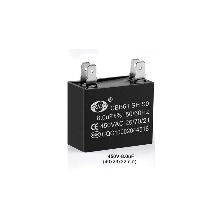 CBB61 Metallized Capacitor for Motor Start-up Ceiling Fan 500VAC 8uF 8mf