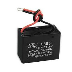 CBB61 Condensador Metalizado para Motor de Arranque Ventilador de Techo 500VAC 8uF 8mf