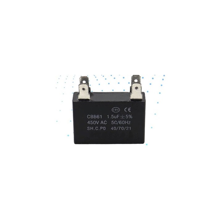 condensatore CBB61 450V 1.5UF condensatori di capacità di scarico ventilatore condensatore 2uF