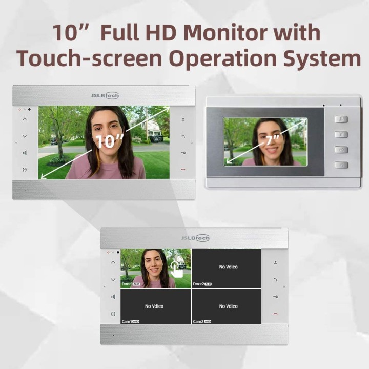interphone video de porte sans fil, 1x moniteur Wifi 26cm 10P+ 1 camera de porte filaire