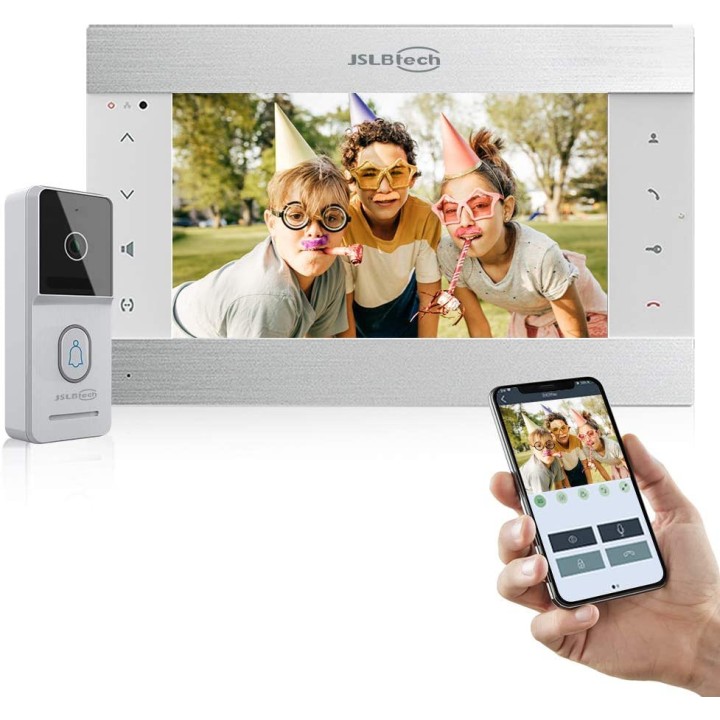 Videocitofono wireless, 1 monitor Wi-Fi 26 cm 10P + 1 telecamera per porta cablata
