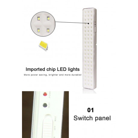 Rechargeable lighting lamp 60 leds autonomy 6 to 10h 4W backup battery 1800mAh 110-220v
