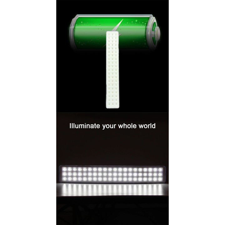Wiederaufladbare Beleuchtungslampe 60 LEDs Autonomie 6 bis 10H Backup-Batterie 1800mAh 110-220V