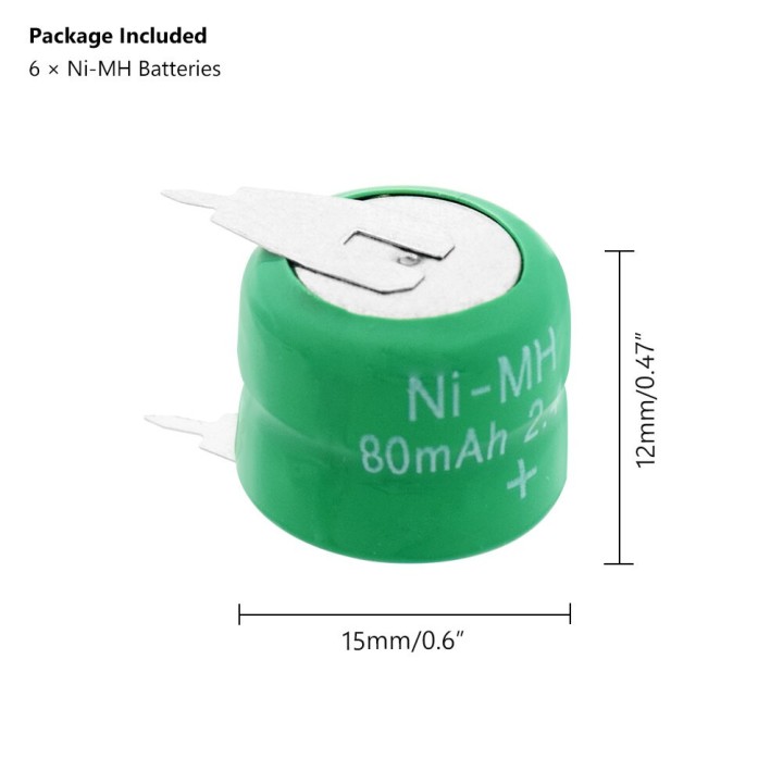 Batterie nimh 2.4v 80mah pour Programmateur hebdomadaire digital ecouteur 2 pin a souder
