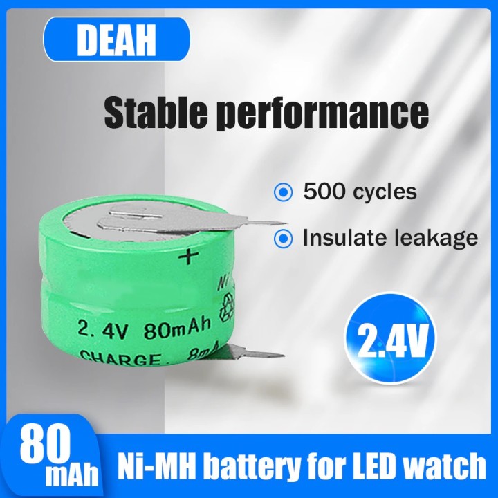 Batterie nimh 2.4v 80mah pour Programmateur hebdomadaire digital ecouteur 2 pin a souder