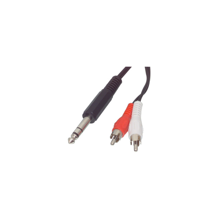Cable 6,35 mm jack estéreo de 2 x rca macho se conecta cable de 1,50 m-413 konig - 1