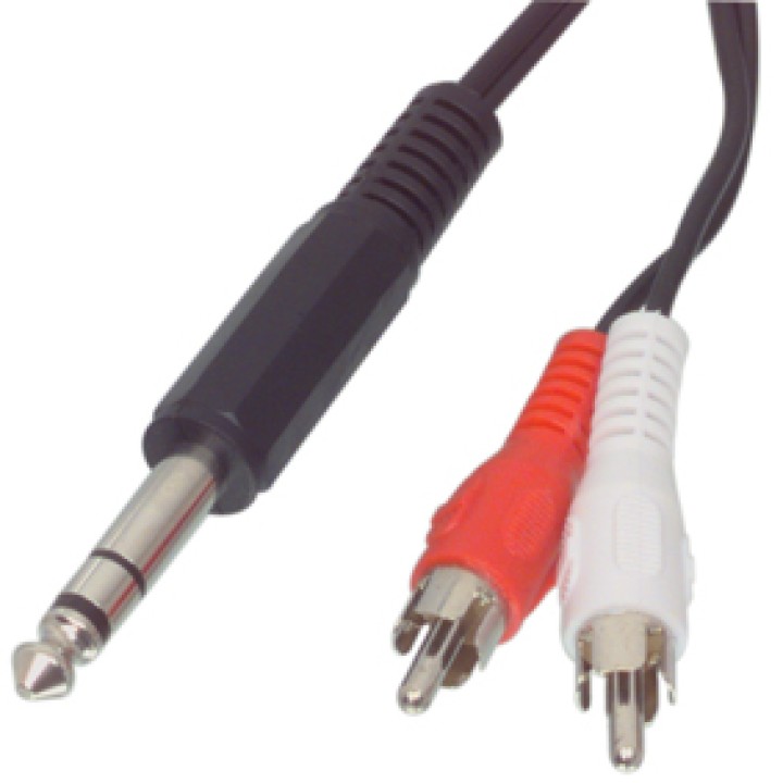 Kabel 6.35mm stereo-klinkenstecker 2x cinch-stecker-kabel 1,50 m-413 konig - 1