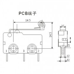 1 Pce Palanca de la palanca del rodillo Terminales de PCB Límite micro Interruptor de cierre / cierre normal