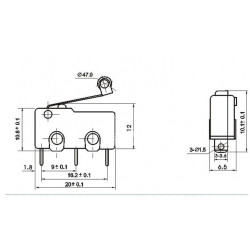 1 Pce Palanca de la palanca del rodillo Terminales de PCB Límite micro Interruptor de cierre / cierre normal