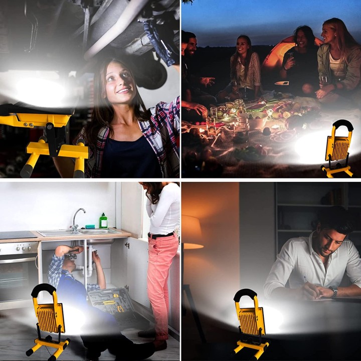 Faretto a LED ricaricabile USB da 20 W Faretto per illuminazione portatile, Lampada con rotazione a 360° impermeabile IP65