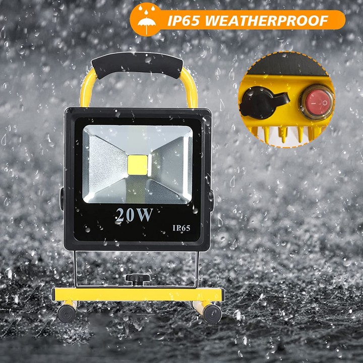 Projecteur LED Rechargeable 20W USB Spot eclairage Portable, Lampe IP65 Etanche Rotation à 360°