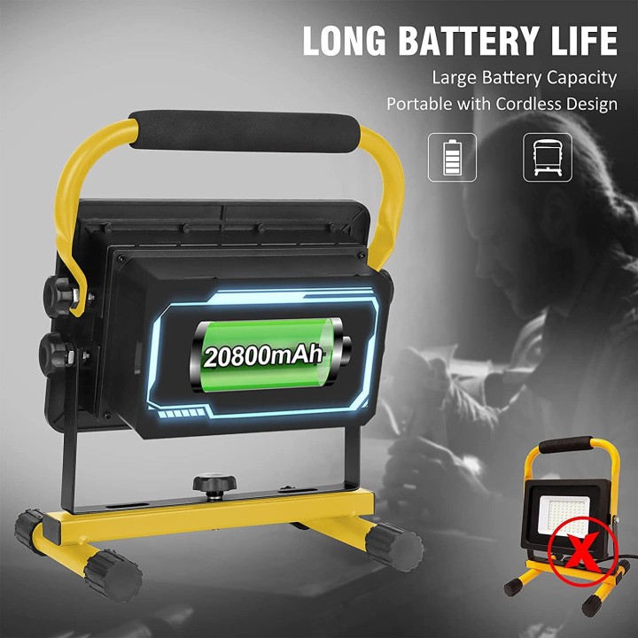 Rechargeable LED Flood Light 60W 20800mAh Battery Working Light Safety Light Waterproof Construction Site Workshop