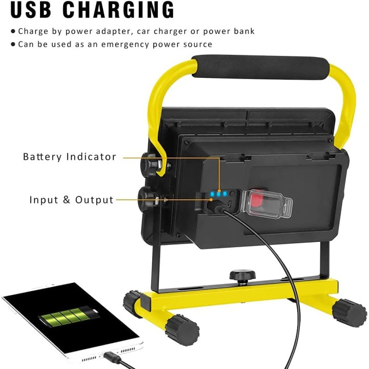 Rechargeable LED Flood Light 60W 20800mAh Battery Working Light Safety Light Waterproof Construction Site Workshop