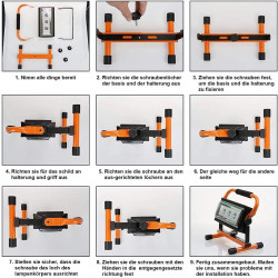 80W Rechargeable LED Flood Light 5100LM Portable Lantern Work Light 360° Rotation Construction Site Works Workshop Garage