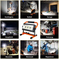 80W Rechargeable LED Flood Light 5100LM Portable Lantern Work Light 360° Rotation Construction Site Works Workshop Garage