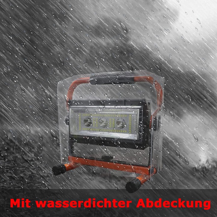 Luz de inundación LED recargable de 80W, linterna portátil de 5100LM, luz de trabajo, rotación de 360 ​​°, obra de construcción,