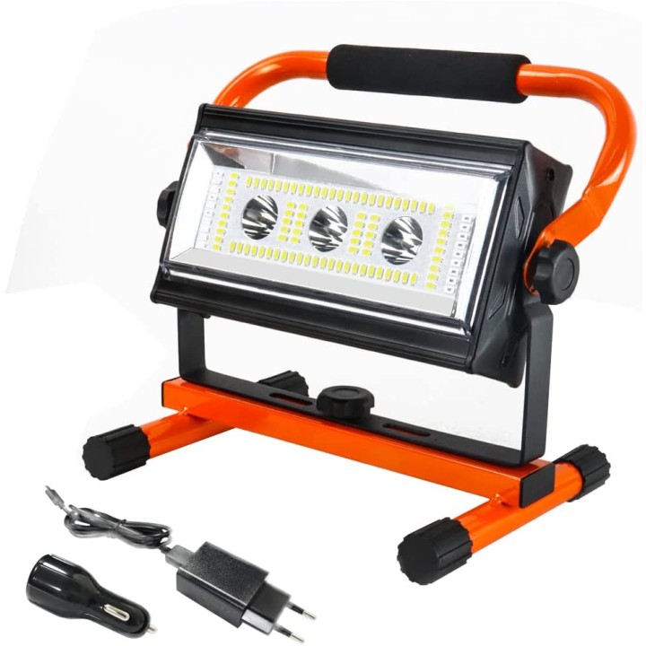 80W Rechargeable LED Flood Light 5100LM Portable Lantern Work Light 360° Rotation Construction Site Works Workshop Garage