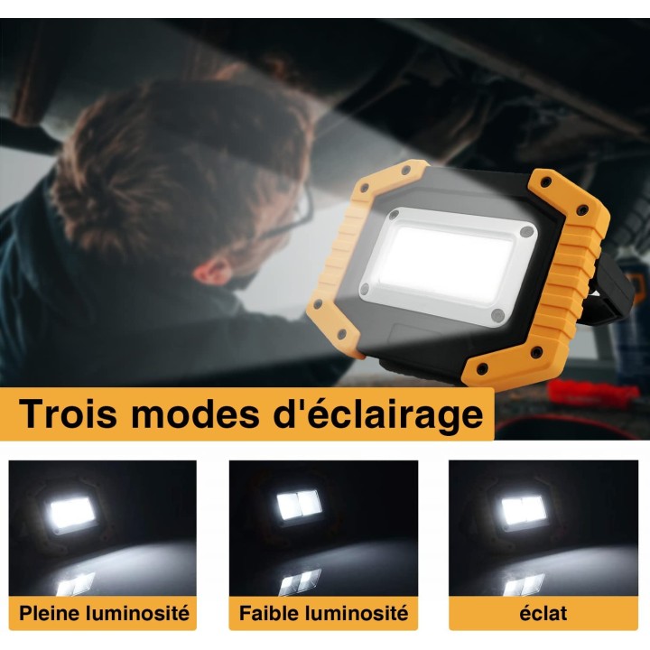 30W USB Rechargeable LED Spotlight Portable Lighting Spotlight, IP65 Waterproof 360° Rotation Lamp